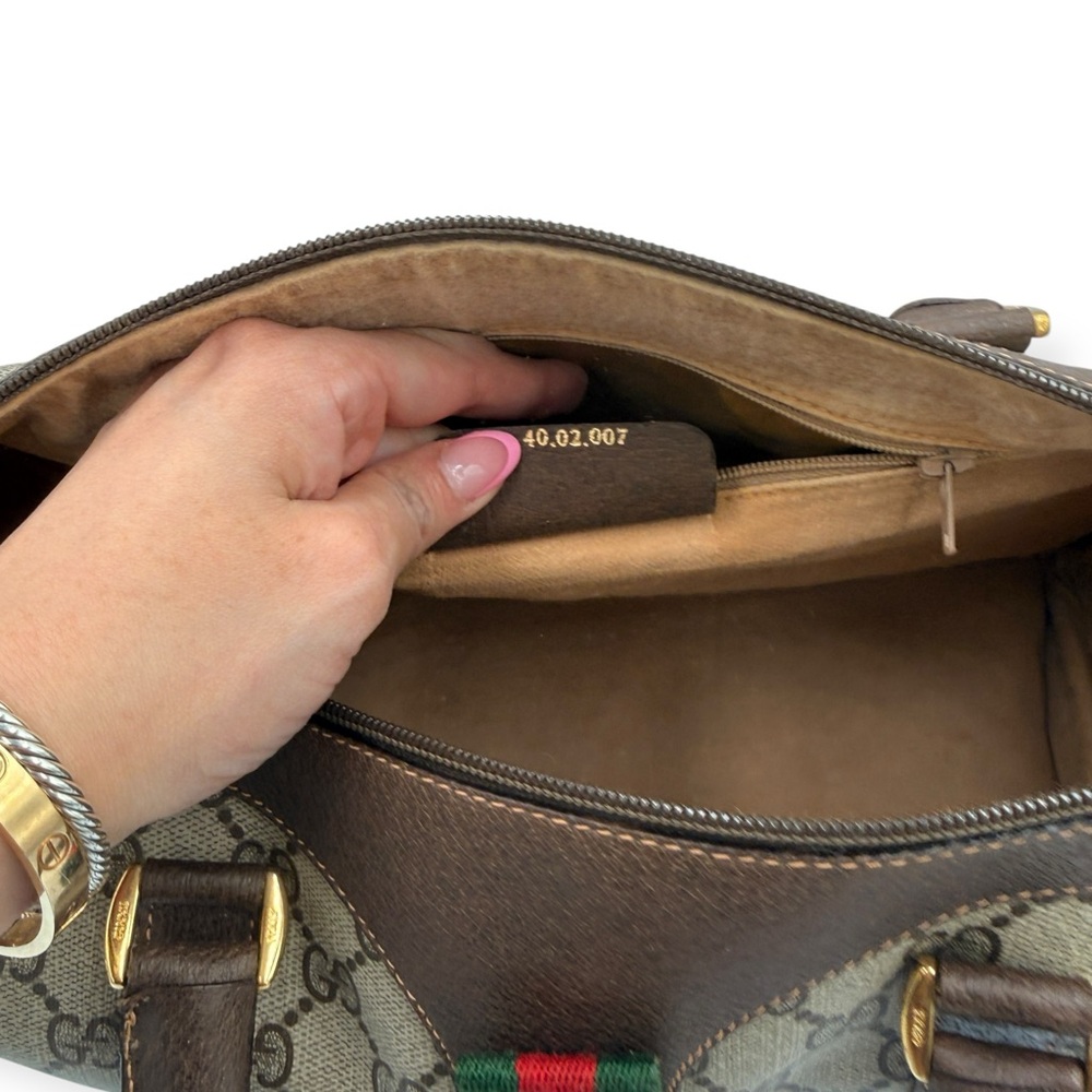Vintage Gucci GG Supreme Boston Bag with Web Stripe - Picture 11 of 15
